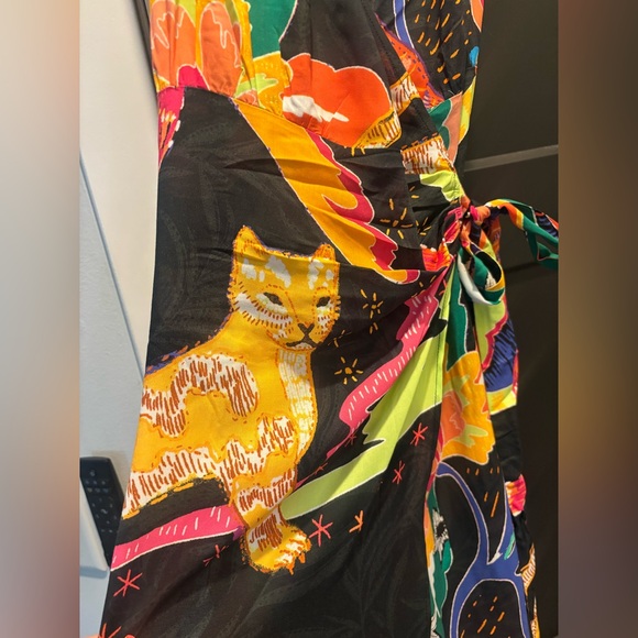 Desigual Jungle design wrap midi dress tiger parrot boho bohemian tropical NWT - Picture 8 of 11